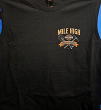 Load image into Gallery viewer, Men's Mile High Custom Gold Miner Sleeveless Black Shirt