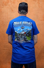Load image into Gallery viewer, Men's Hexagon Short Sleeve Blue Polyblend Shirt