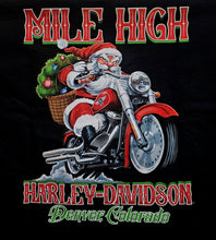 Load image into Gallery viewer, Men's Mile High Custom Santa Wheelie Short Sleeve Black Shirt