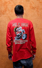 Load image into Gallery viewer, Men's Mile High Custom Santa Wheelie Long Sleeve Red Shirt