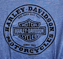 Load image into Gallery viewer, Men's HD Label Circle Short Sleeve Blue Shirt