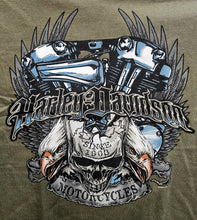 Load image into Gallery viewer, Men's Skull Eagle Down Short Sleeve Military Green Shirt