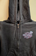 Load image into Gallery viewer, Women's Chrome Rose Zip Up Polyblend Black Hoodie