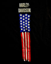 Load image into Gallery viewer, Women's Stripe Down Short Sleeve Black V Neck Shirt (4th of July)