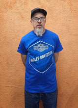 Load image into Gallery viewer, Men&#39;s Hexagon Short Sleeve Blue Polyblend Shirt
