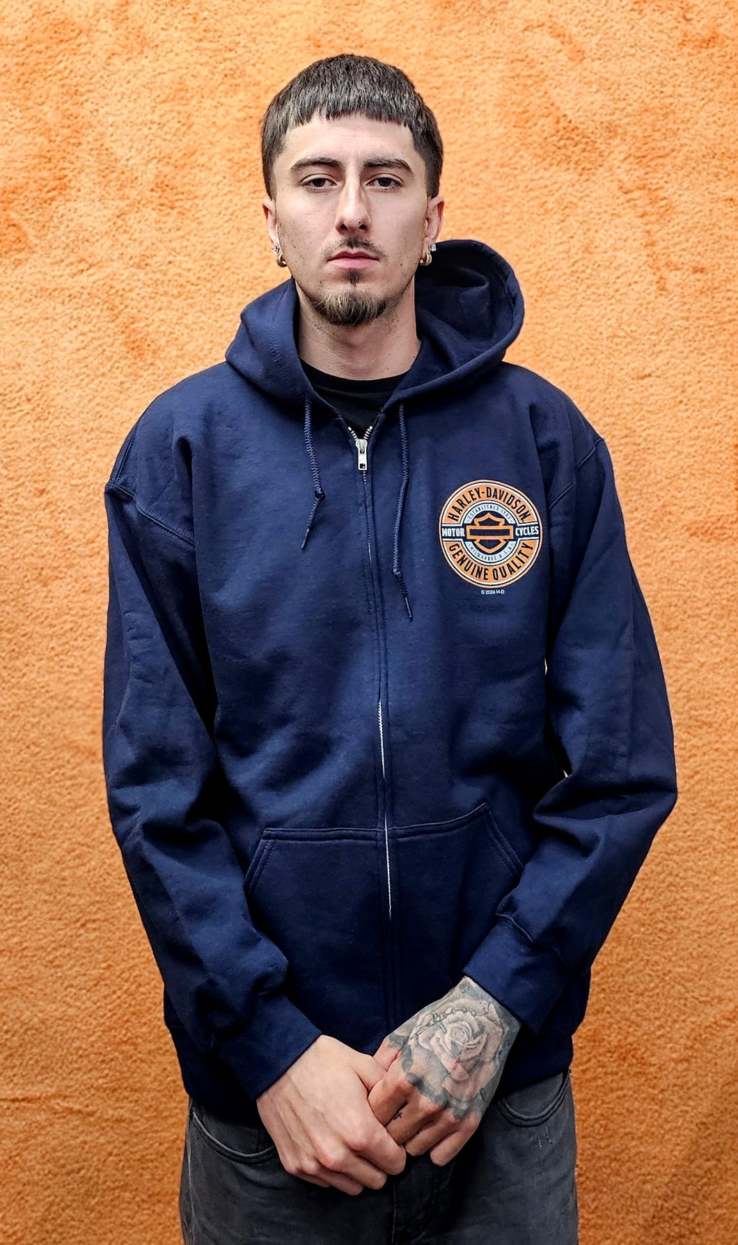 Men's HD Coil Zip-Up Navy Blue Polyblend Hoodie