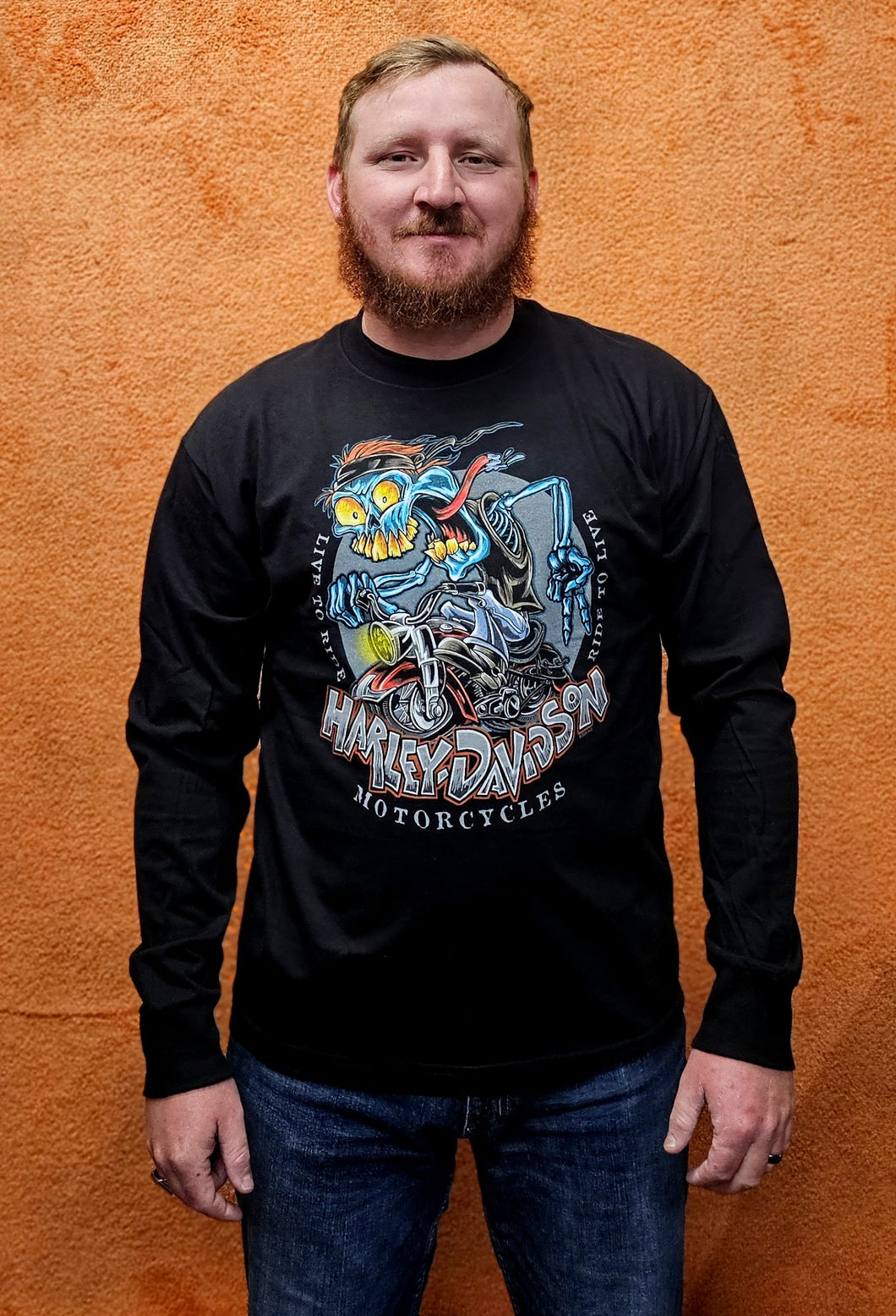 Men's Skull Fun Ride Long Sleeve Black Shirt