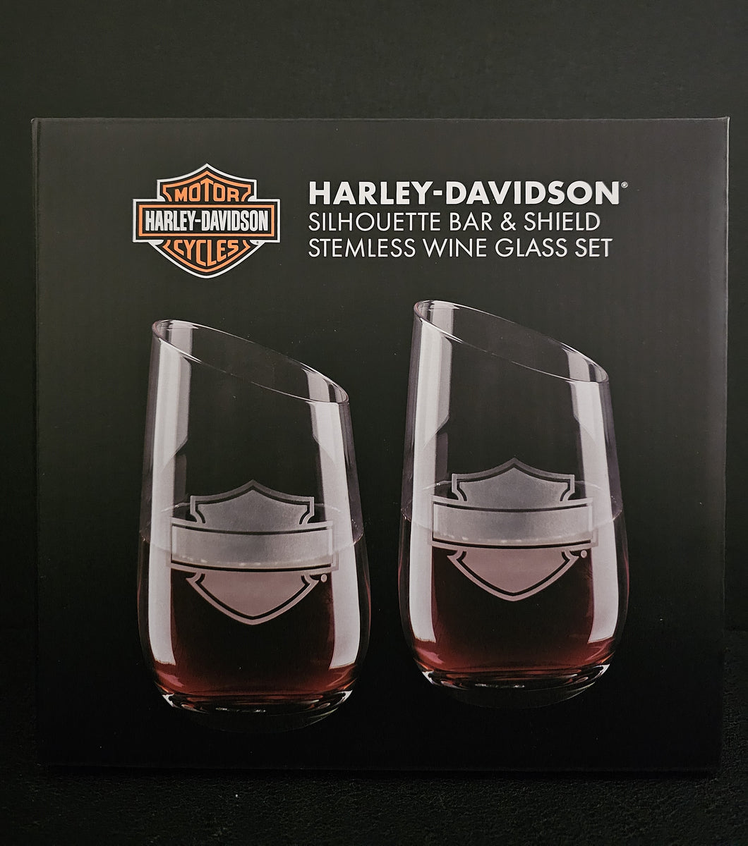 Harley-Davidson® Bar & Shield Stemless Wine Glass Set HDL-18797