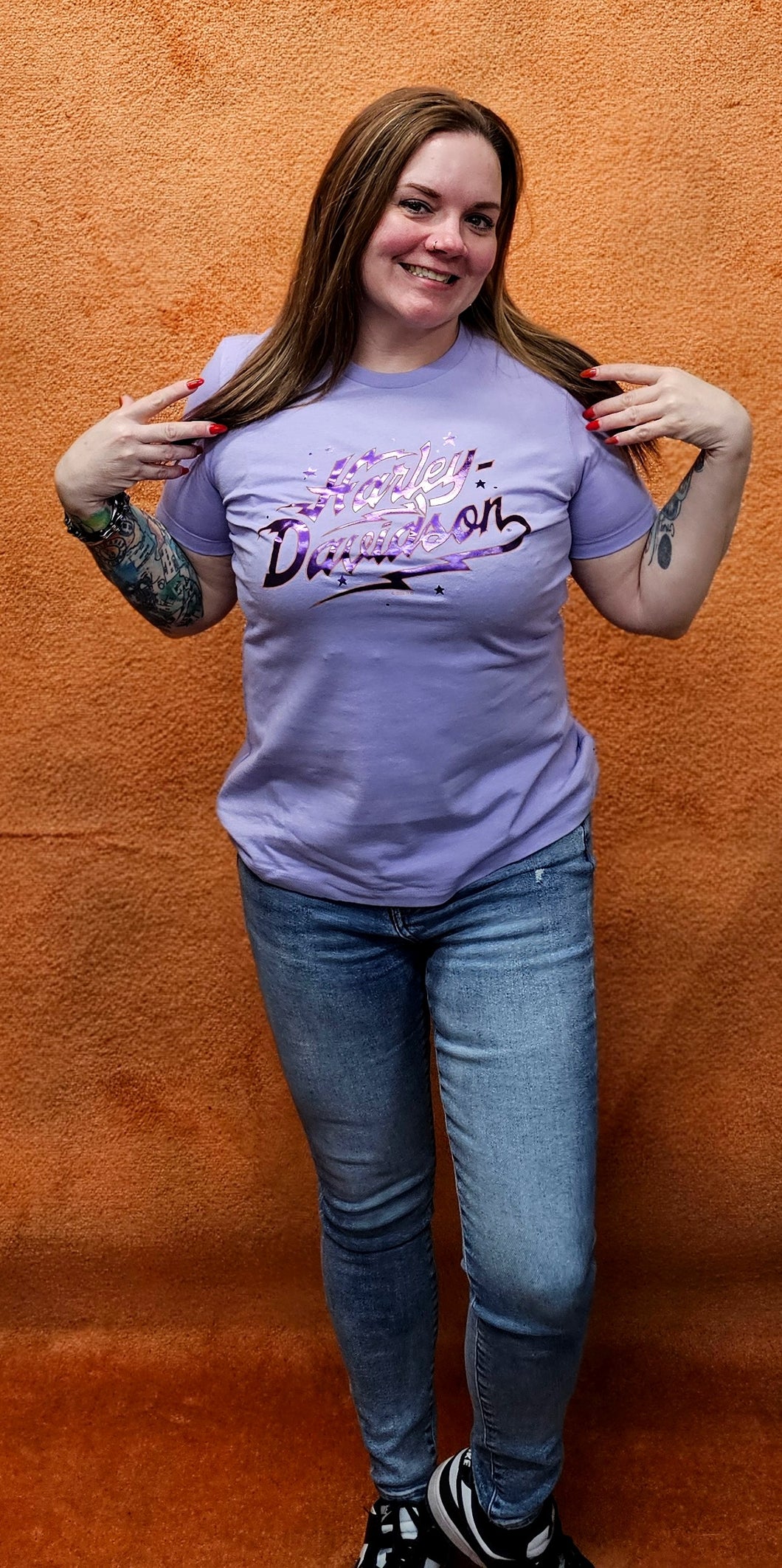 Women's Electric (Foil) Short Sleeve Lavender Purple Shirt