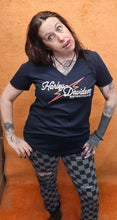 Load image into Gallery viewer, Women&#39;s Shock Script V Neck Short Sleeve Shirt Navy
